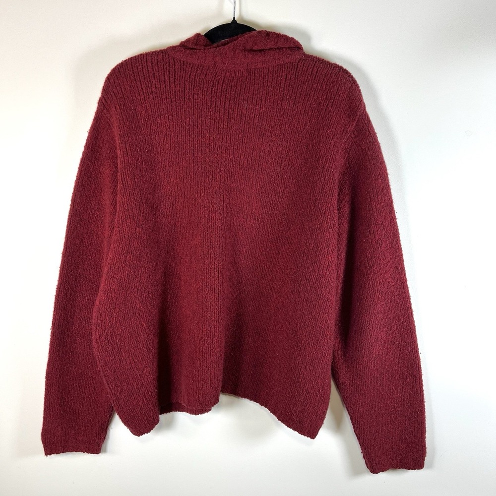 L.L. Bean Wool‎ Blend Sweater Women XL Red Knit Full Zip Fisherman Vintage - Picture 9 of 11